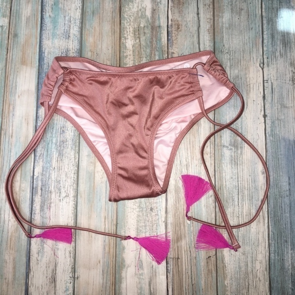 Shade & Shore Shimmer & Tassel Bikini Bottoms